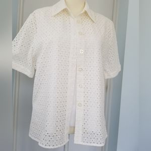 Eyelet Short Sleeve Blouse